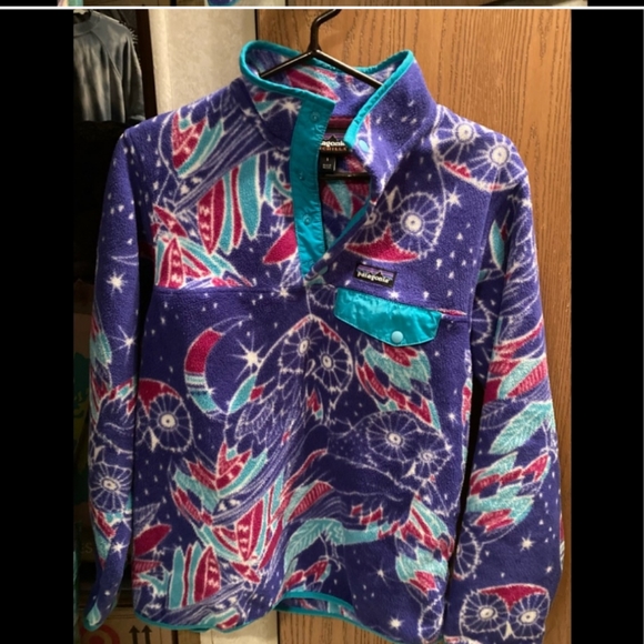 Patagonia Synchilla Snap T Fleece Vintage Rare All Over Owl Print Women's - Picture 3 of 4